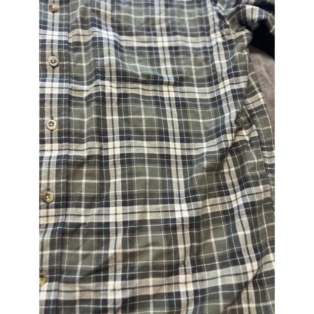 L.L.Bean Men's Plaid Flannel Shirt Button Down Long Sleeve m tall Olive Green - Picture 3 of 5